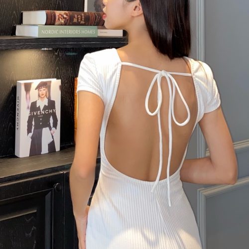 KAMELLIA - Chantel Dress - Váy ôm body cộc tay hở lưng cao cấp Chantel