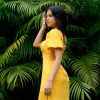 KAMELLIA DRESS - Váy hoa nhí vàng tay ngắn phồng Marguerite cao cấp KAMELLIA