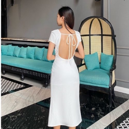 KAMELLIA - Chantel Dress - Váy ôm body cộc tay hở lưng cao cấp Chantel